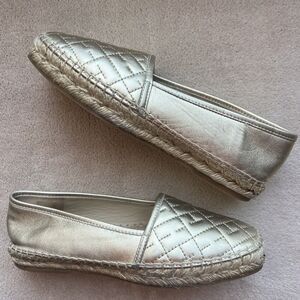 Carolina Herrera CH HC  Gold Metallic Leather  Espadrille Women EU 36 US 5.5 - 6